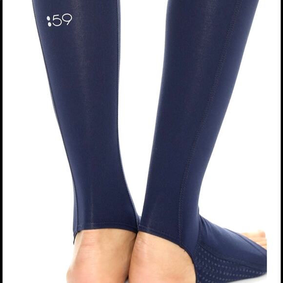 Splits59 Womens Navy Blue Mid Rise Tendu Grip Performance Stirrup Leggings - Picture 3 of 12